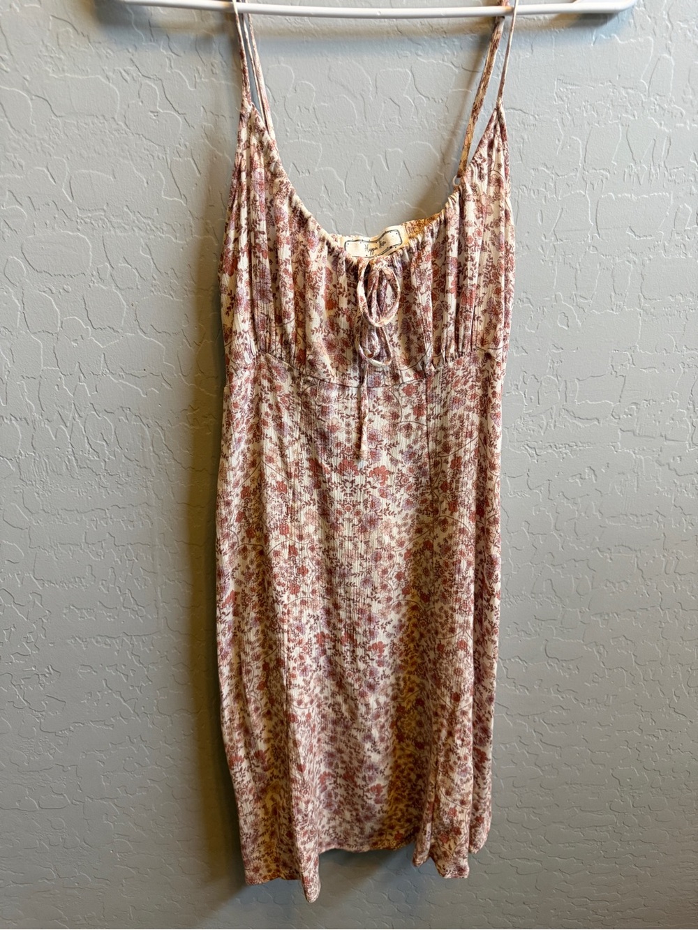 Hippie Rose Floral Slip Dress with Spaghetti Straps - Pink Cream